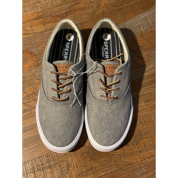 New Grey Sperry Striper II 8 Men’s CVO Top Sider Leather Lace Box Canvas Shoe - Picture 7 of 9
